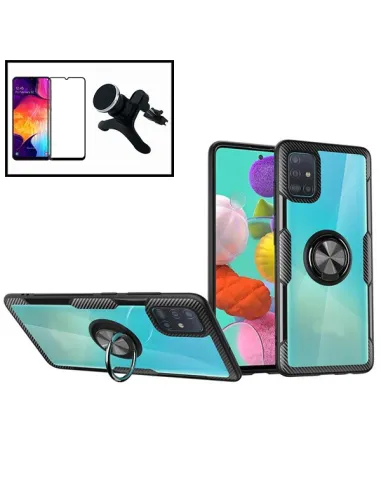 Kit Capa 3x1 Clear Armor + Vidro Premium Full Cover + Suporte Magnético Reforçado para Samsung Galaxy S10