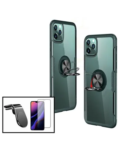 Kit Capa 3x1 Clear Armor + Vidro Premium Full Cover + Suporte Magnético L para iPhone XS Max