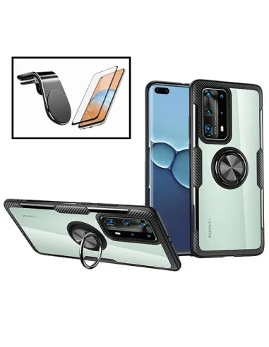 Kit Capa 3x1 Clear Armor + Vidro Premium Full Cover + Suporte Magnético L para Xiaomi Mi Note 10 Lite