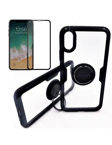 Kit Capa 3x1 Clear Armor + Vidro Premium Full Cover para iPhone XS Max