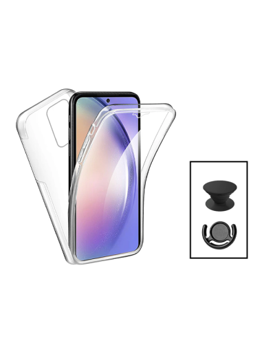 Kit Capa 3x1 360° Impact Protection + 1 GripHolder + 1 Suporte GripHolder Preto para Oppo A77 - Transparente/Preto