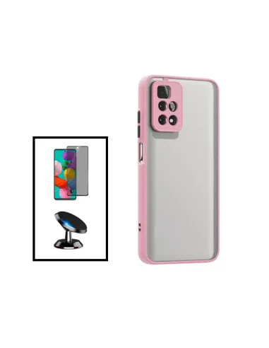 Kit Capa Camera Protection + Película Anti-Spy + Suporte Magnético para Xiaomi Redmi Note 11 - Rosa