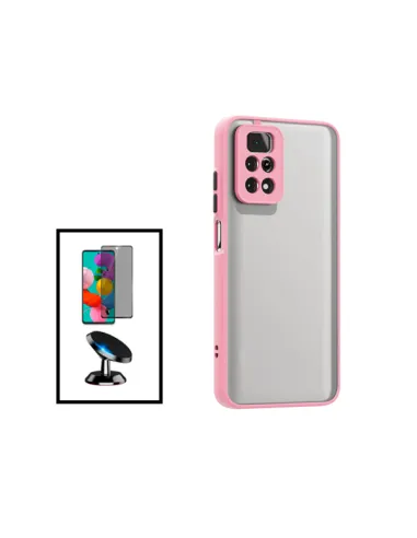 Kit Capa Camera Protection + Película Anti-Spy + Suporte Magnético para Xiaomi Redmi Note 11 Pro - Rosa