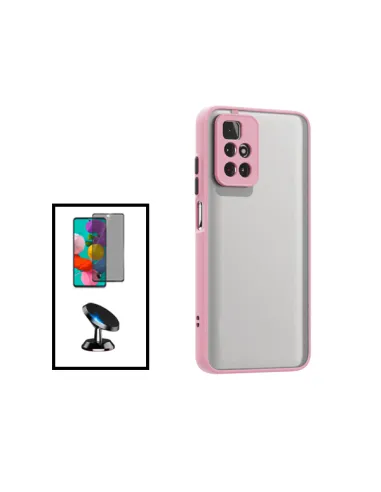 Kit Capa Camera Protection + Película Anti-Spy + Suporte Magnético para Xiaomi Redmi Note 11T 5G - Rosa