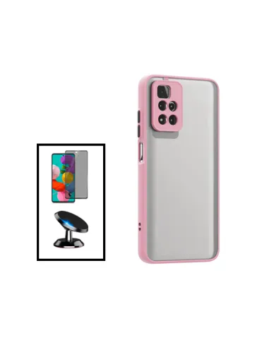 Kit Capa Camera Protection + Película Anti-Spy + Suporte Magnético para Xiaomi Redmi Note 11 Pro+ - Rosa