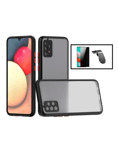 Kit Capa Camera Protection + Película Anti-Spy + Suporte Magnético L para Samsung Galaxy A52s 5G - Preto