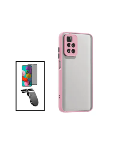 Kit Capa Camera Protection + Película Anti-Spy + Suporte Magnético L para Xiaomi 11i HyperCharge - Rosa