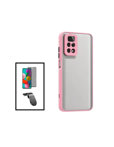 Kit Capa Camera Protection + Película Anti-Spy + Suporte Magnético L para Xiaomi Redmi Note 11 Pro 5G - Rosa