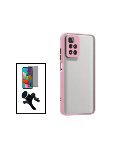 Kit Capa Camera Protection + Película Anti-Spy + Suporte Magnético Reforçado para Xiaomi 11i - Rosa