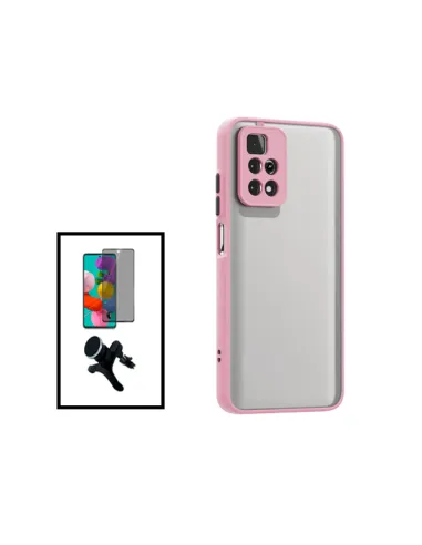 Kit Capa Camera Protection + Película Anti-Spy + Suporte Magnético Reforçado para Xiaomi Poco M4 Pro - Rosa