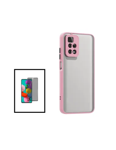 Kit Capa Camera Protection + Película Anti-Spy para Xiaomi Poco M4 Pro - Rosa