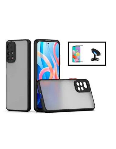 Kit Capa Camera Protection + Vidro Temperado Premium + Suporte Magnético Xiaomi Redmi Note 11E Pro - Preto