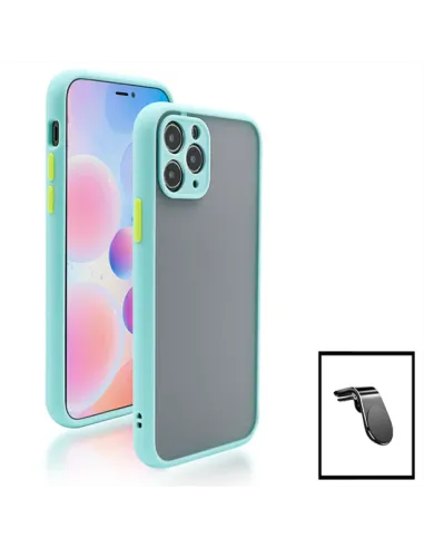 Kit Capa Camera Protection + Vidro Temperado Premium + Suporte Magnético L para iPhone 11 Pro Max - Azul Claro