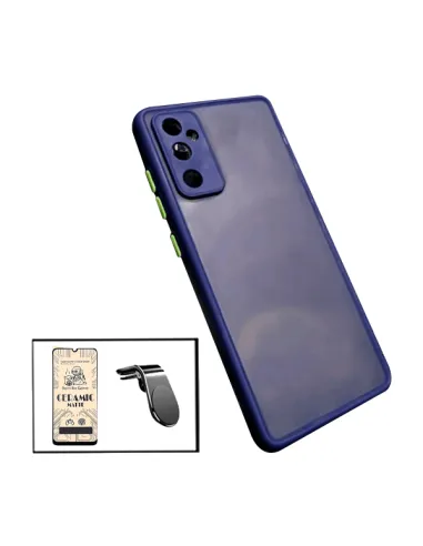 Kit Capa Camera Protection + Vidro Temperado Premium + Suporte Magnético L para Samsung Galaxy A13 - Azul