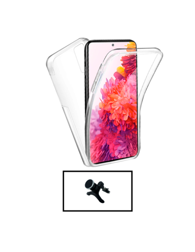 Kit Capa 3x1 360° Impact Protection + Suporte Magnético de Carro Reforçado para Xiaomi 12 Pro - Transparente/Branco