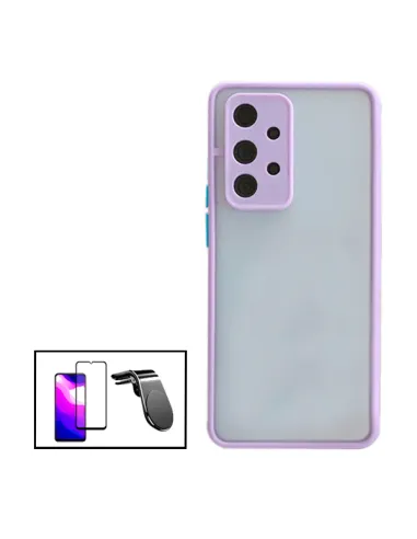 Kit Capa Camera Protection + Vidro Temperado Premium + Suporte Magnético L para Samsung Galaxy A32 5G - Roxo