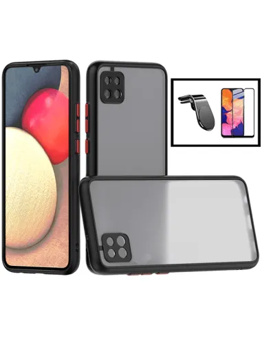 Kit Capa Camera Protection + Vidro Temperado Premium + Suporte Magnético L para Samsung Galaxy M12 - Preto