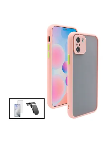 Kit Capa Camera Protection + Vidro Temperado Premium + Suporte Magnético L para Xiaomi Poco F3 - Rosa