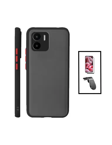 Kit Capa Camera Protection + Vidro Temperado Premium + Suporte Magnético L para Xiaomi Redmi A1 - Preto