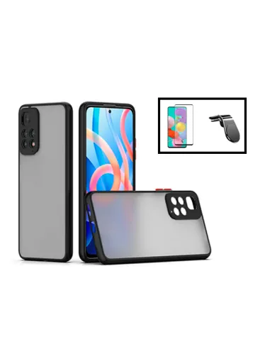 Kit Capa Camera Protection + Vidro Temperado Premium + Suporte Magnético L para Xiaomi Redmi Note 11 Pro - Preto