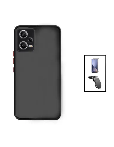 Kit Capa Camera Protection + Vidro Temperado Premium + Suporte Magnético L para Xiaomi Redmi Note 12 Pro - Preto