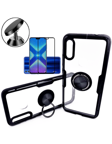 Kit Capa 3x1 Phonecare Clear Armor + Película de Vidro Temperado 5D Full Cover + Suporte Magnético de Carro para Huawei Honor 8X