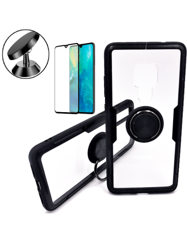 Kit Capa 3x1 Phonecare Clear Armor + Película de Vidro Temperado 5D Full Cover + Suporte Magnético de Carro para Huawei Mate 20