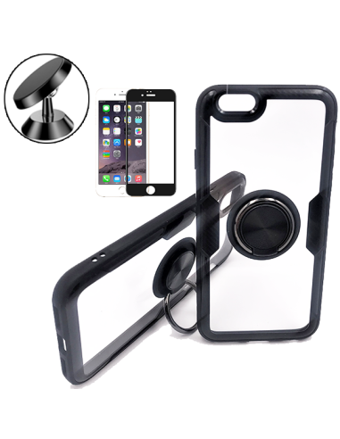 Kit Capa 3x1 Phonecare Clear Armor + Película de Vidro Temperado 5D Full Cover + Suporte Magnético de Carro para iPhone 6