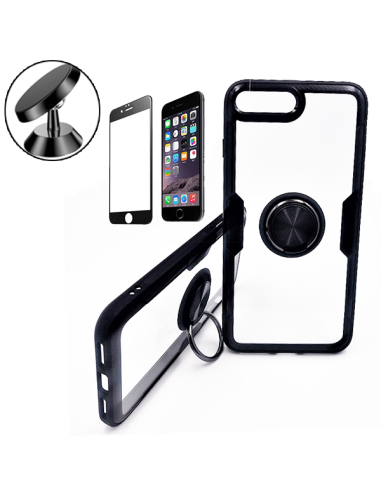 Kit Capa 3x1 Phonecare Clear Armor + Película de Vidro Temperado 5D Full Cover + Suporte Magnético de Carro para iPhone SE New 2