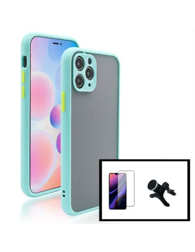 Kit Capa Camera Protection + Vidro Temperado Premium + Suporte Magnético Reforçado para iPhone 11 - Azul Claro