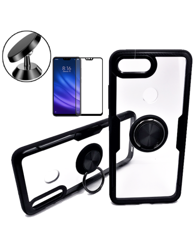 Kit Capa 3x1 Phonecare Clear Armor + Película de Vidro Temperado 5D Full Cover + Suporte Magnético de Carro para Xiaomi Mi 8 Lit