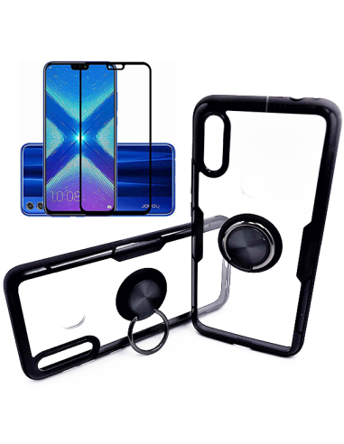 Kit Capa 3x1 Phonecare Clear Armor + Película de Vidro Temperado 5D Full Cover para Huawei Honor 8X
