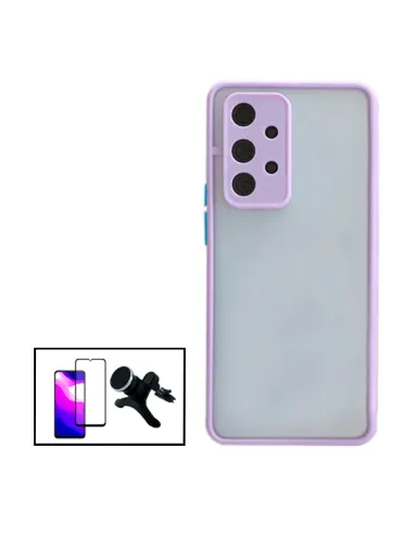 Kit Capa Camera Protection + Vidro Temperado Premium + Suporte Magnético Reforçado para Samsung Galaxy A32 5G - Roxo