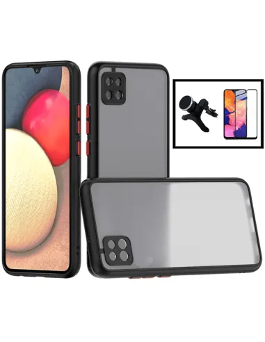 Kit Capa Camera Protection + Vidro Temperado Premium + Suporte Magnético Reforçado para Samsung Galaxy M12 - Preto