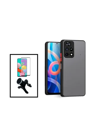 Kit Capa Camera Protection + Vidro Temperado Premium + Suporte Magnético Reforçado para Xiaomi Poco M4 Pro - Preto