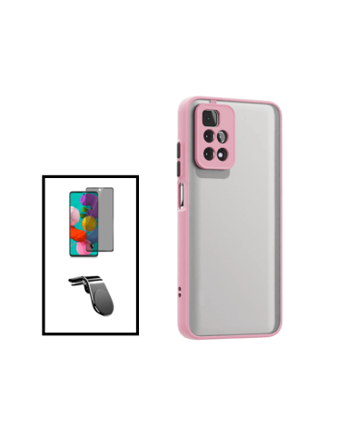 Kit Capa Anti Choque Camera Protection + Película 5D Anti-Spy + Suporte Magnético L Safe Driving Carro para Xiaomi Redmi Note 11