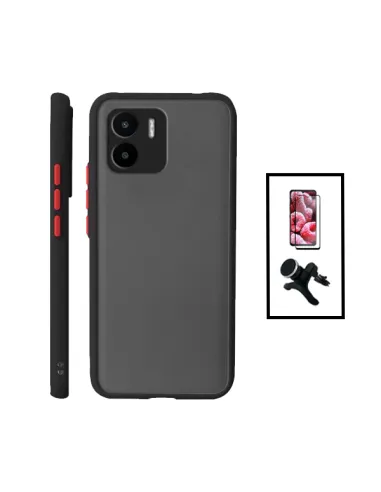 Kit Capa Camera Protection + Vidro Temperado Premium + Suporte Magnético Reforçado para Xiaomi Redmi A1 - Preto