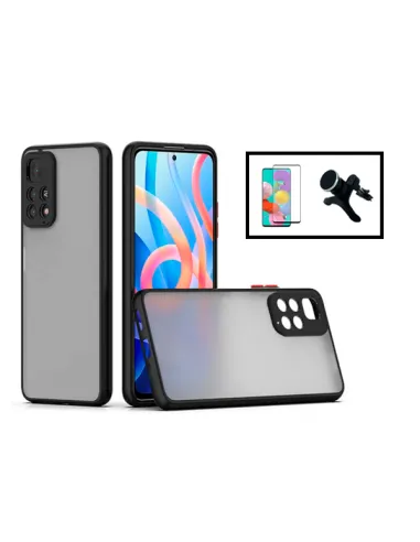 Kit Capa Camera Protection + Vidro Temperado Premium + Suporte Magnético Reforçado para Xiaomi Redmi Note 11 Pro 5G - Preto