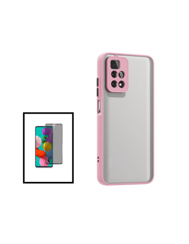 Kit Capa Anti Choque Camera Protection + Película 5D Anti-Spy para Xiaomi Redmi Note 11 - Rosa