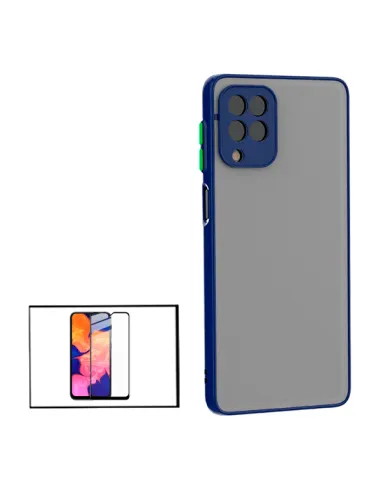 Kit Capa Camera Protection + Vidro Temperado Premium para Samsung Galaxy A12 - Azul