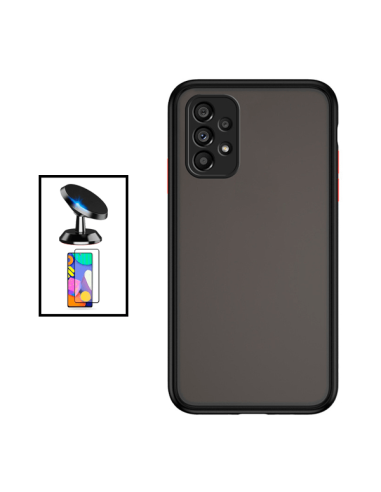 Kit Capa Anti Choque Camera Protection + Película 5D Full Cover + Suporte Magnético de Carro Samsung Galaxy A53 5G - Preto