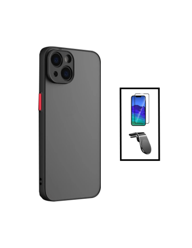 Kit Capa Anti Choque Camera Protection + Película 5D Full Cover + Suporte Magnético L Safe Driving Carro para Apple iPhone 14 - 