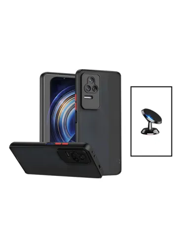 Kit Capa Camera Protection + Suporte Magnético para Xiaomi Poco F4 5G - Preto