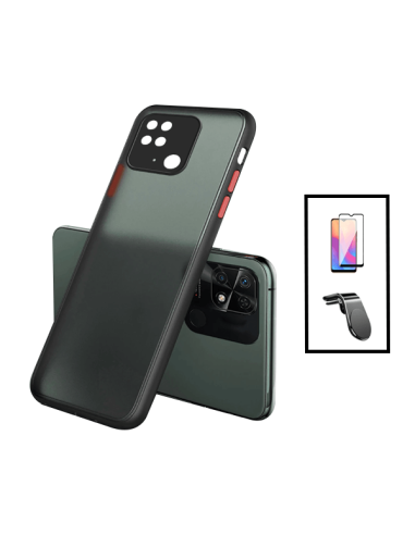 Kit Capa Anti Choque Camera Protection + Película 5D Full Cover + Suporte Magnético L Safe Driving Carro para Xiaomi Redmi 10C -