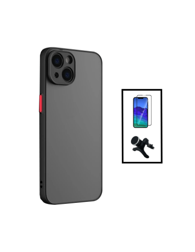 Kit Capa Anti Choque Camera Protection + Película 5D Full Cover + Suporte Magnético Reforçado de Carro para Apple iPhone 14 - Pr
