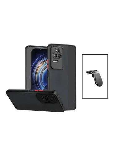 Kit Capa Camera Protection + Suporte Magnético L para Xiaomi Poco F4 5G - Preto