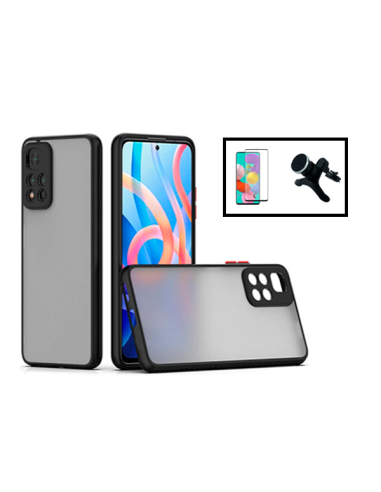 Kit Capa Anti Choque Camera Protection + Película 5D Full Cover + Suporte Magnético Reforçado de Carro para Xiaomi 11i HyperChar