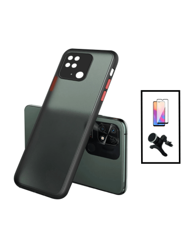 Kit Capa Anti Choque Camera Protection + Película 5D Full Cover + Suporte Magnético Reforçado de Carro para Xiaomi Redmi 10C - P