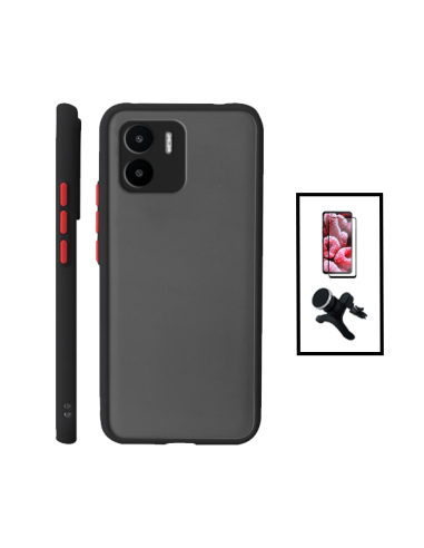 Kit Capa Anti Choque Camera Protection + Película 5D Full Cover + Suporte Magnético Reforçado de Carro para Xiaomi Redmi A1 - Pr