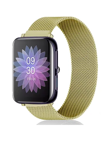 Bracelete Milanese Loop Fecho Magnético para Oppo Watch 2 42mm LTE - Ouro